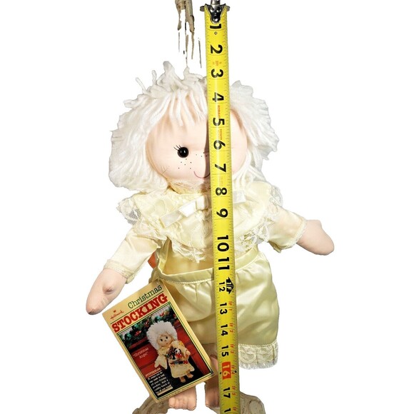 Vintage 1984 Hallmark "Stuffables" Christmas Angel Stocking Wings Satin Orig Tag - Picture 2 of 9